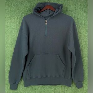 VTG 90’s Russell Athletic Forest Green 1/4 Zip Textured Hoodie SZ Large USA Made